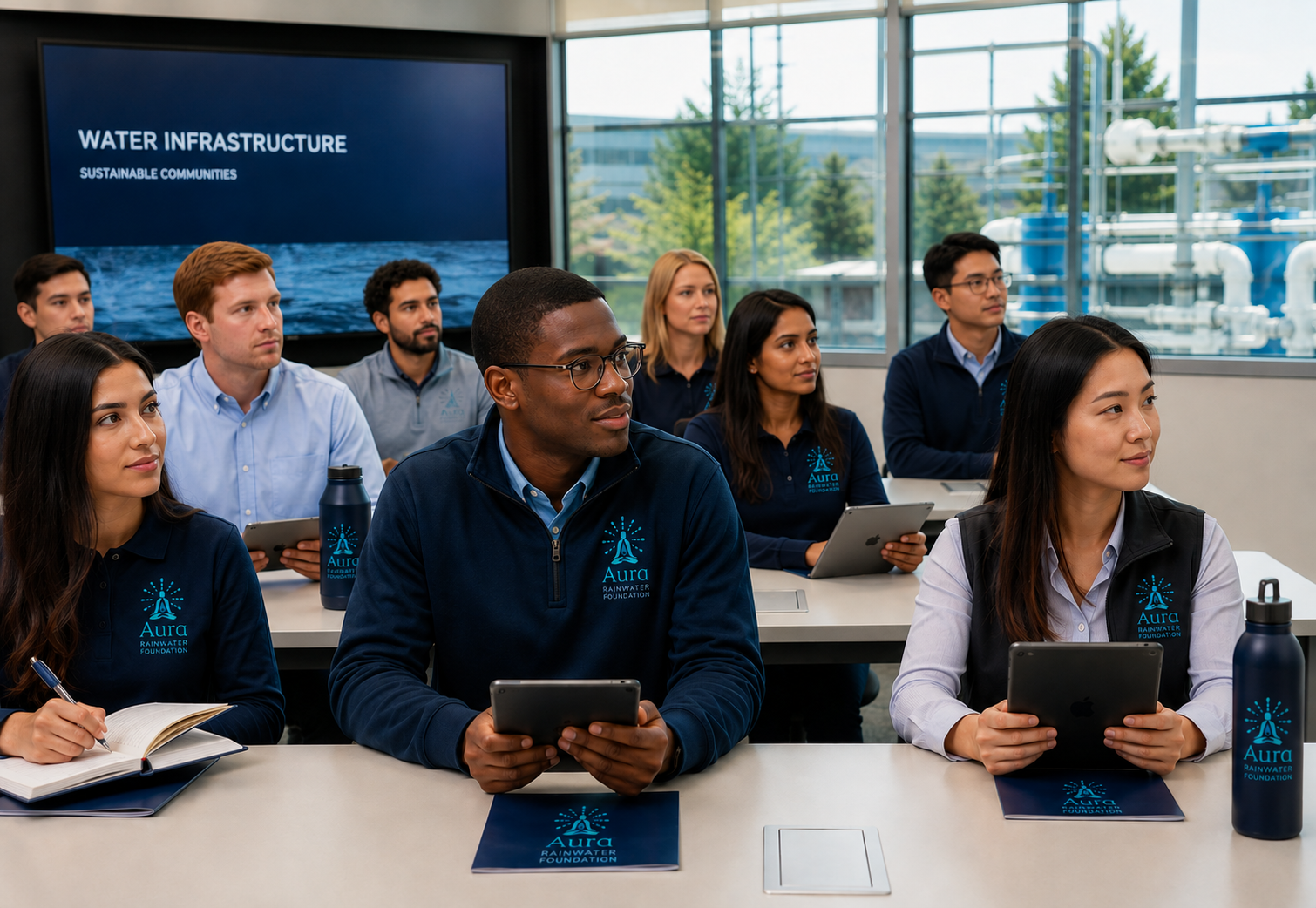 Emerging professionals participating in a classroom-based water infrastructure training session.